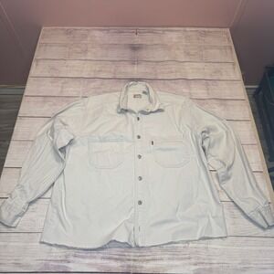 Vintage Levi's Red‎ Tab Shirt - Cropped Hem - Size M Beige Custom Raw Hem
